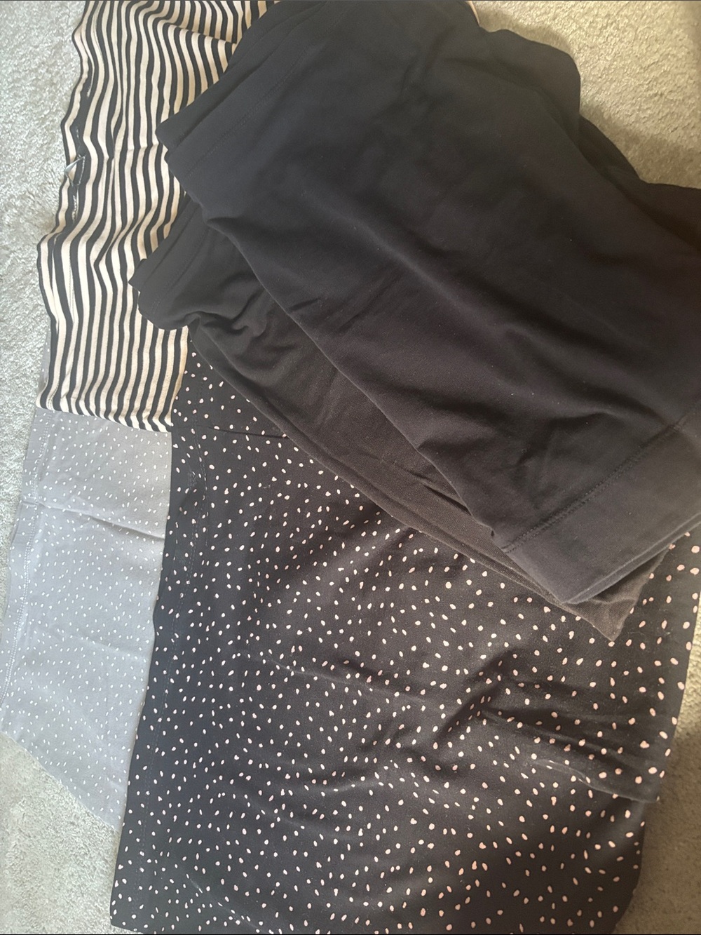H&M Black Pencil Skirt with Cream Dot Print